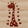 A prehistoric brachiosaurus dinosaur head design featuring love hearts and decorative elements.