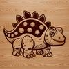 A digital vector art design featuring a large dinosaurs silhouette.