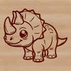 A large triceratops dinosaur roams the prehistoric landscape in this detailed vector illustration.
