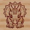 A detailed illustration of a triceratops dinosaur, suitable for use in graphic design projects.