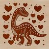 A prehistoric dinosaur illustration created with vector art and featuring heart symbols.