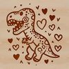 A vector illustration of a dinosaur featuring heart motifs in various colors.
