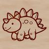 A prehistoric Stegosaurus dinosaur in a baby or juvenile stage with a small body and distinctive plates on its back.