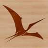 A stylized illustration of a Pteranodon dinosaur in flight.
