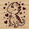 A cute baby dinosaur illustration with love hearts, perfect for clip art projects.