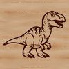 A colorful illustration of a prehistoric dino in a stylized format.
