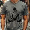 Meditating Buddha Icon Religious iconography vector graphic illustration of a seated Buddha in meditation.