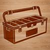 SVG Toolbox Design for Cricut A digital illustration of a toolbox with various tools and hardware, designed for commercial or personal use.