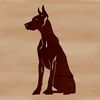 Vector Breed Dog Portrait A vector illustration of a sitting Doberman Pinscher breed dog in profile.