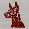 An SVG graphic representation of a Doberman Pinscher's face, ideal for use in commercial and personal art applications.