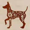 Floral Patterned Doberman Pinscher SVG A Doberman Pinscher breed dog with ornate floral patterns and designs.