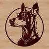 Doberman Pinscher Portrait SVG Vector Image Portrait of a Doberman Pinscher dog's head, a popular breed of domesticated animal as a pet.