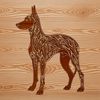 Ornate Doberman Pinscher Vector Design A standing Doberman Pinscher depicted in ornate detail, suitable for vector art designs.