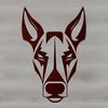 A close-up illustration of a Doberman Pinscher's head, ideal for vector art designs.