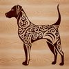 Beautiful Canine Clip Art Illustrated Doberman Pinscher standing on all fours with ornate details.