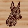Canine Crest An ornate depiction of a Doberman Pinscher breed dog, ideal for use in digital crafting projects.