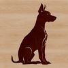 An SVG design featuring a Doberman Pinscher animal in a seated pose.