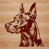 Head of a Doberman Pinscher Clip Art A detailed illustration of a Doberman Pinscher's head, suitable for vector design and digital cutting machines.