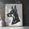Beautiful Canine Companion A vector illustration of a Doberman Pinscher's head, suitable for personal or commercial use in various design projects.