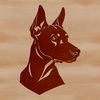 Vector Art of a Doberman's Face A detailed illustration of a Doberman Pinscher's head, featuring distinctive markings and features.