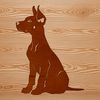 Doberman Pinscher Breed Portrait A close-up illustration of a sitting Doberman Pinscher dog breed with detailed features.