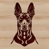 Vector Dog Head Design with Elegance A detailed vector illustration of a Doberman Pinscher dog's head.