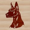 Detailed Vector Dog Illustration A detailed illustration of a Doberman Pinscher's head and features.