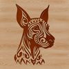 A detailed illustration of a Doberman Pinscher's head, featuring a sleek and refined design suitable for vector art.