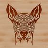 Ornate Doberman Head Design Vector Art A Doberman Pinscher breed dog with an ornate head design, suitable for vector art.