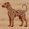Doberman Pinscher Vector Silhouette A standing Doberman Pinscher dog breed, rendered in vector format with ornate details.