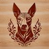 Beautiful Doberman Pinscher Clipart Free Download An ornate design featuring a Doberman Pinscher's facial features, suitable for use in various digital applications.