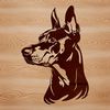 Free Clip Art Doberman Pinscher SVG Design A high-quality SVG vector image of a Doberman Pinscher dog breed, suitable for various design purposes.