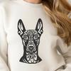 Vector Head of a Doberman Dog A realistic illustration of a Doberman Pinscher's head, suitable for vector design and cutting machine applications.