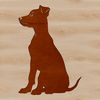 A sitting Doberman Pinscher depicted as vector art.