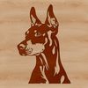 An SVG representation of a dog breed, specifically the Doberman Pinscher, showcasing its distinctive facial characteristics.