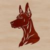 Beautiful Dog Portrait SVG File A high-quality digital illustration of a Doberman Pinscher's head from the front view.
