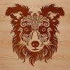 Beautiful Dog Breed Silhouette Vector Art Australian Shepherd dog breed with detailed head and facial features.