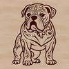 A vector illustration of a standing bulldog with ornate details.
