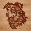 Loyal Shepherd Dog Portrait A digital illustration of a loyal Australian Shepherd dog's head.