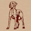 A large breed dog sitting on a surface, depicted in vector format.