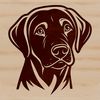 Cartoon Lab Dog Head Vector Graphic A cartoon illustration of a Labrador Retriever's head with a friendly expression.