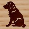Golden Retriever dog sitting in a realistic illustration.
