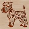 Close-up illustration of a standing Miniature Schnauzer dog breed with ornate details.