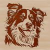 Happy Dog Head SVG Clip Art Design A detailed illustration of a happy Australian Shepherd's head.