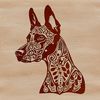 Free Clip Art Dog Breed SVG A breed-specific illustration of a Doberman Pinscher dog's head, suitable for clip art designs.