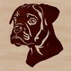 An SVG clip art design featuring the face of a boxer breed dog in simple, scalable line art.