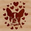 Cute Cartoon Dog with Heart Design Boston Terrier with hearts on its head and body, a popular cartoon clip art design.