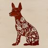 Decorative Doberman Pinscher Clip Art A regal Doberman Pinscher breed sitting in a decorative floral setting.