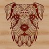 Small but Mighty Dog Breed Portrait Close-up illustration of a small-sized dog breed, known as a Miniature Schnauzer.