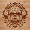 Delicate Dog Illustration - Free Download A close-up illustration of a Shih Tzu's head with an ornate design.